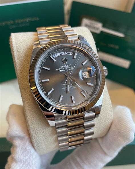 rolex oyster perpetual day-date president white gold watch|rolex day date retail price.